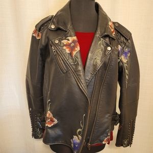 Embroidered Vegan Leather MotoJacket